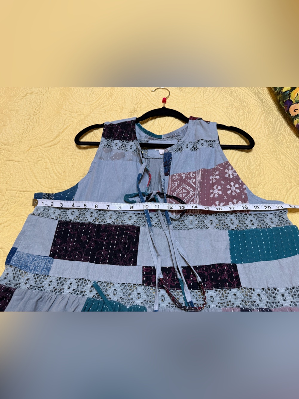 H082 New POL pp21 Patchwork Tiered Maxi Dress in Teal, Navy & Rust - Picture 9 of 13